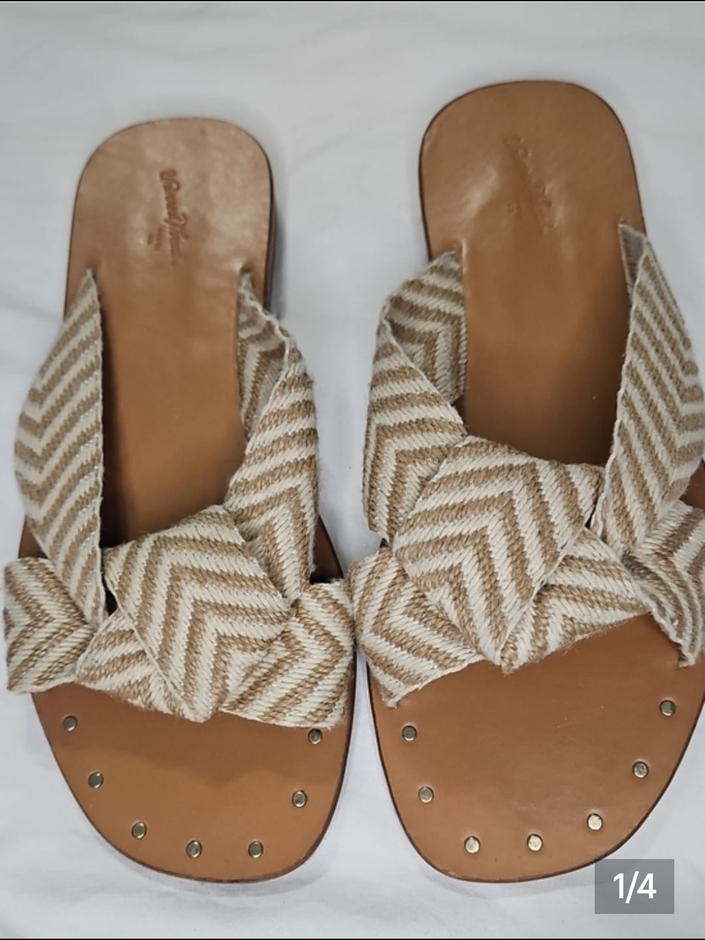 Universal Thread Braided Tan & Cream Slide Sandals